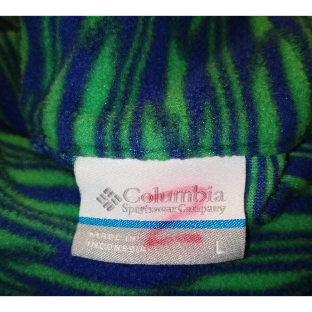Columbia Glacial Fleece 1/4 Zip Jacket Pullover women's Size LG Green/Blue - Picture 2 of 3